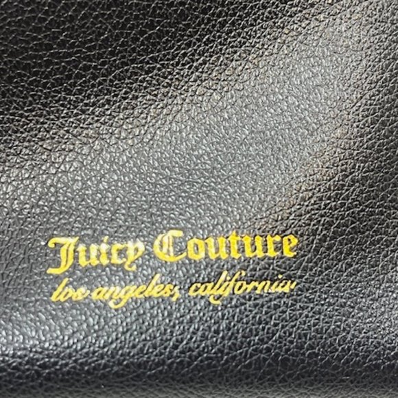 Black Juicy Couture Faux Leather Zip Pouch Cosmetic Make Up Bag 7"x5" - Picture 7 of 11